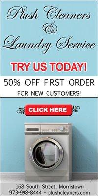 We are so confident in our service that we will give you 50% off your first order of dry cleaning and laundry service.