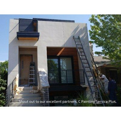 Progress image on this beautiful stucco home.