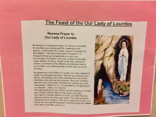 Prayer To Our Lady of Lourdes