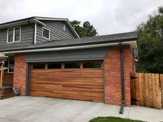 Cedar plank door with plain windows