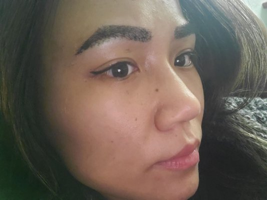 Microbladed brows touch up - love them (day 1)