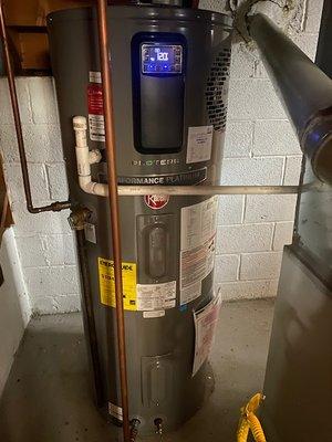 Rheem Performance platinum heat pump water heater. Bye bye fossil fuels