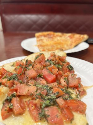 Bruschetta Pizza & a regular slice