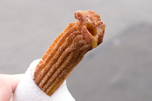 churro, with caramel filling.  $1.50.  Vanilla filling is also available.