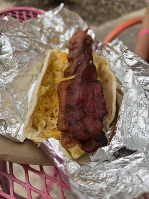 Bacon and egg taco