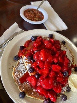 Strawberry and blueberry pancakes