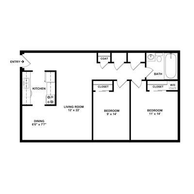 The Mahogany/Maple
2 Bed x 1 Bath
937 sq/ft