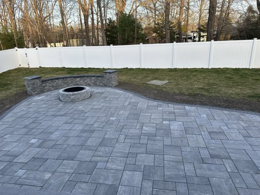 Patio, Firepit, and Sitting Wall