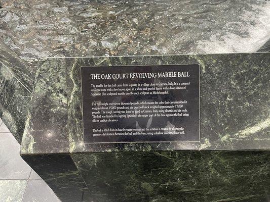 Close up of the information on the sphere.