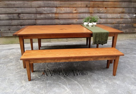 Shaker style dining table and matching benches