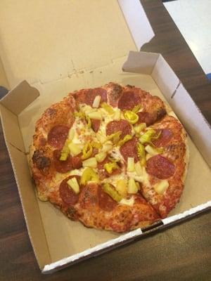 Small pepperoni pineapple and banana peppers