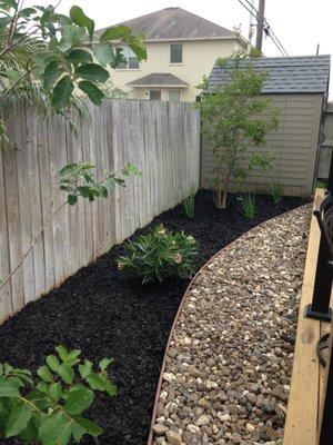 Small backyard with large deck and landscape- No Grass!