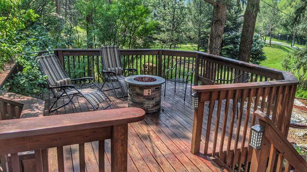 Enchanted room private deck and fire pit