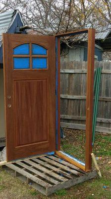 Oak Front Door After Stain