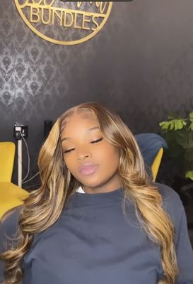 Highlighted closure wig