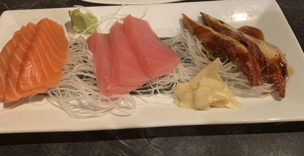 Sashimi salmon,tuna, fresh eel