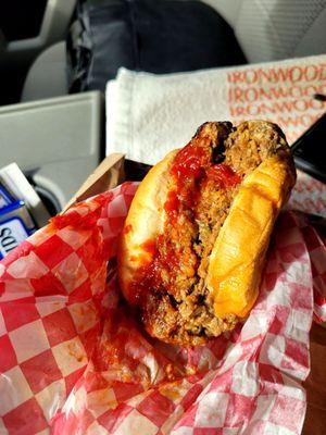 Hefty Meatloaf Sandwich, big enough to be the whole meal itself!