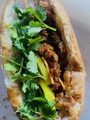 Oyster mushroom banh mi (made at home).