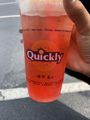 Honey Rose Tea with strawberry popping boba