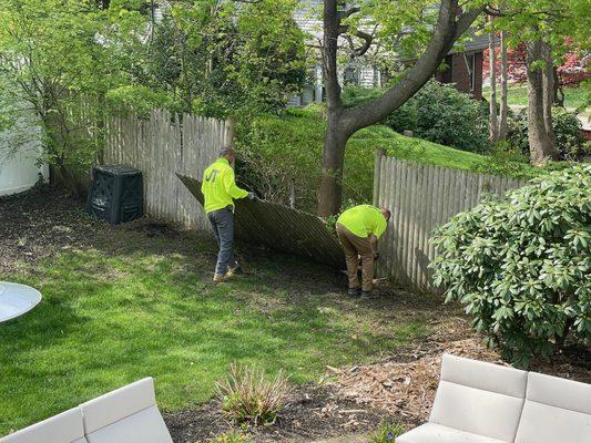 Demo of original rotted picket fence.