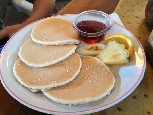 Short stack of buttermilk pancakes.