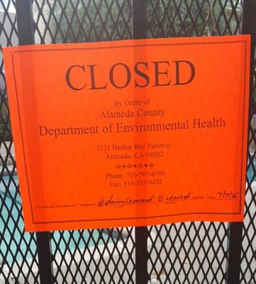 Pool ....closed by the Health Department