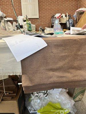 This was the preview of the Roman Shades her fabricator was making for my home.