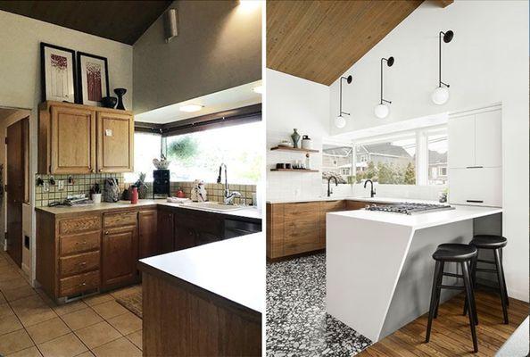 Kitchen before and after