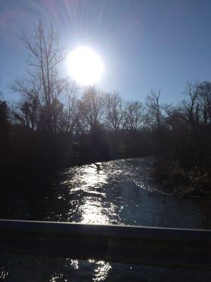 Right on the river, with campsites on the river banks.