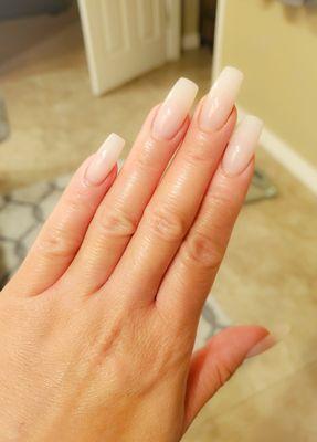 New set with clear pink gel.