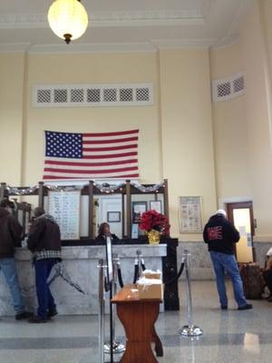 Inside the Salem Depot on Christmas Day -- these guys drew the short straws