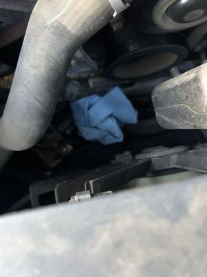 A shop rag still in my engine bay