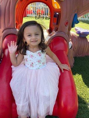 Emma playing in the playground