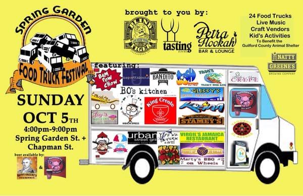 3rd Annual Spring Garden Food Truck Festival.  25 food trucks, live music, kids activities, craft vendors and more!