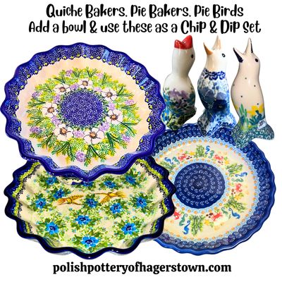 Kalich Polish Pottery Quiche Bakers, Pie Bakers & Pie Birds