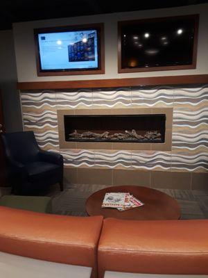 Fireplace in coffee shop