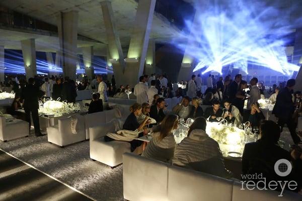 All white, modern reception during Art Basel at 1111 Lincoln road