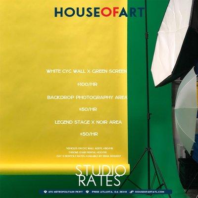 @houseofartatl Studio Rates Professional Cyc wall photography & video studio. Book today houseofartatl@gmail.com https://houseofartatl.com