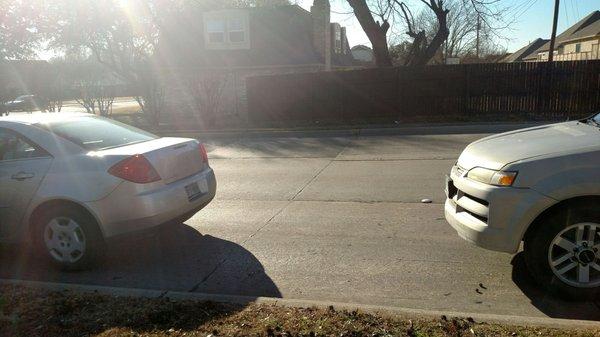 Rear ended on Marsh Lane.