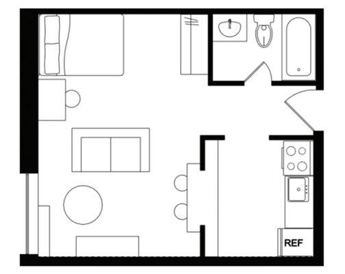 Studio D at Cedarbrook, 357 sq ft, sleeps 1 person