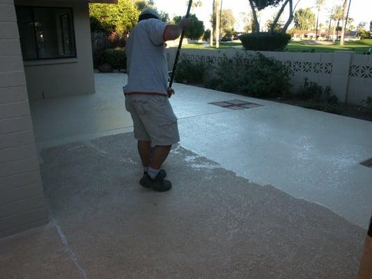 Working hard to restore your swimming pool deck. Great prices and quality you can count on! Call us today!