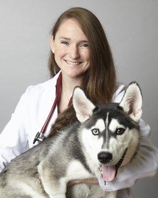 Dr. Bright and her fur baby, Sperry.