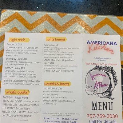 Menu outside