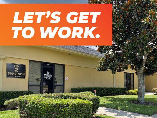 Welcome to Spherion Staffing in Lakeland! Swing by to find how we can help you 'Get to Work' with our personalized employment solutions.