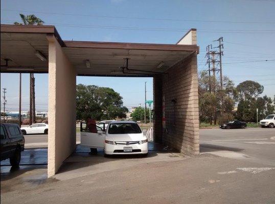 car wash in progress