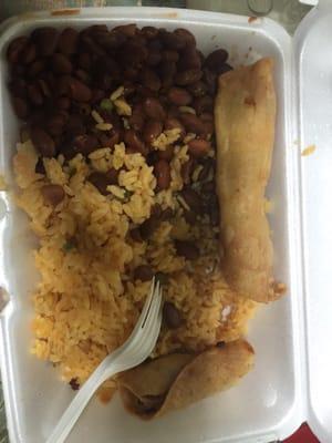 Flautas with rice and beans