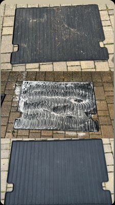 Before and After of All Weather Mats being cleaned