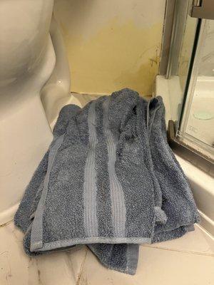 After the 7th failed attempt to fix this leak in the shower they gave me towels to soak up the water.