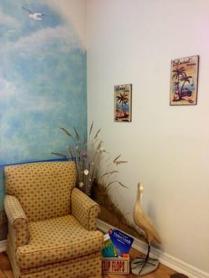 Seating and mural in Jeanette's room