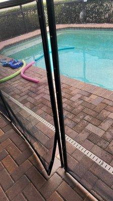 Broken pool net. Couldn't enjoy my vacation in peace because my toddler would try and squeeze through it